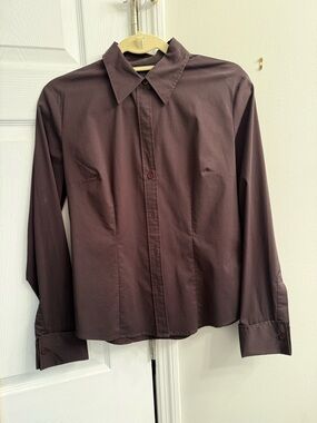 New York & Company Women's Button-Down Shirt - Deep Brown